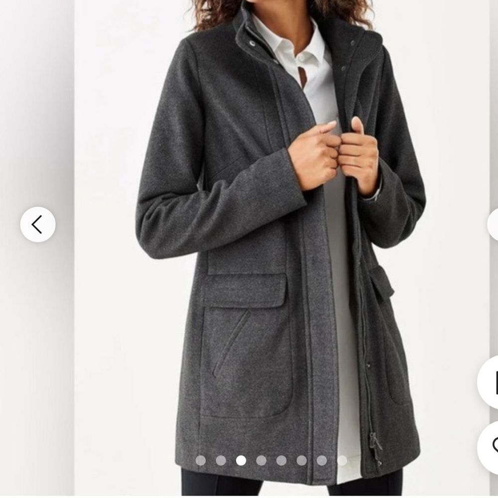 J. Jill Women gray trench winter jacket with zip and snap closure size small GUC